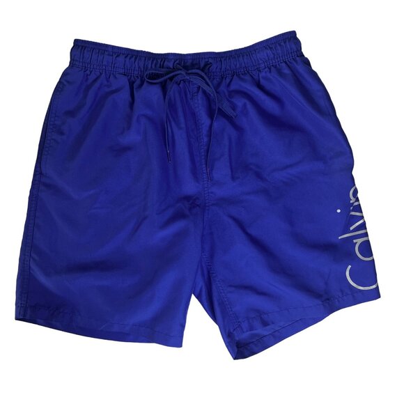 Calvin Klein Swim Shorts Mens Large Blue Mesh Brief Pockets Drawstring - Picture 1 of 11